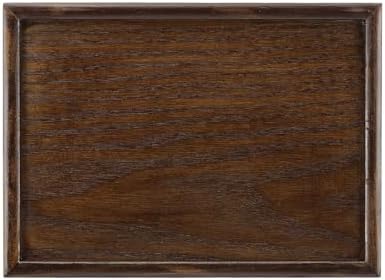 Wooden Serving Tray Rectangular Wood Serving Tray Decorative Platter, 9.8x7.1 Inch Fit for Home Decor Kitchen Coffee Table Candle Holder, (Brown) by YELARXI