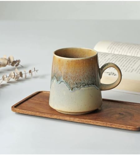15oz Retro Japanese style Handmade Ceramic Coffee Mug - Unique Vintage Pottery tea cup, Lead-free Artisanal stoneware ceramic tea mug, Dishwasher & Microwave Safe Coffee cup for office and home by Unknown