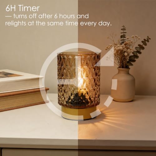 LUSHARBOR Battery Operated Lamp with Timer, Small Cordless Table Lamp Amber - Image 5