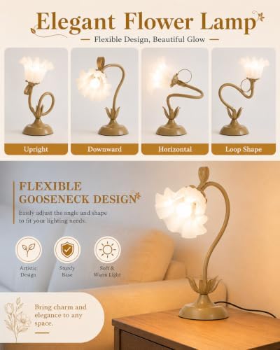 WERFOP Flower Table Lamp Cute Desk Lamp for Bedroom Home Decor - Image 3