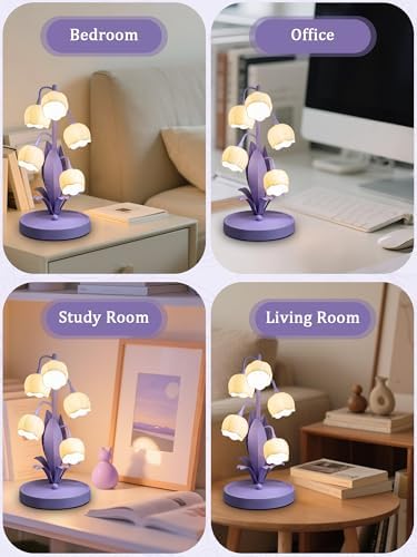 Flower Lamp for Home,5 Lily of The Valley Vintage Table Lamps (Purple) - Image 4