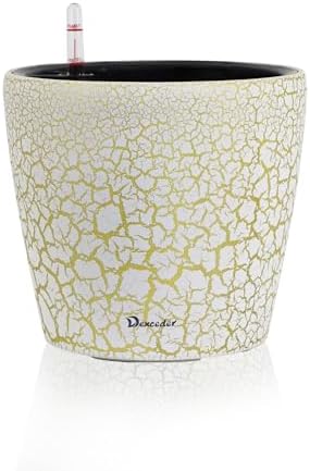 Dexceder 9x8 Self Watering Planter (White Gold Crackle) by Dexceder