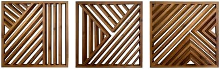 Musanpou Wooden Geometric Home Wall Decor Slatted Wood Design Wall Sculpture，Set of 3 Wood Wall Art decorate，Boho Bathroom Bedroom Living Room rustic Home Decoration by Musanpou