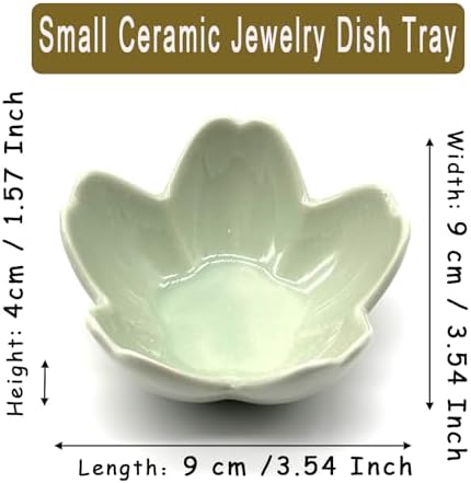 Ring Dish, Ceramic Jewelry Tray, Trinket Holder for Bathroom Nightstand, Small Decorative Bowl (Green) - Image 2