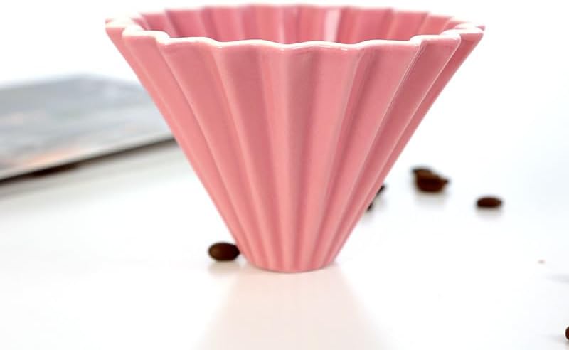 Origami Filter Cup,Ceramic Pour Over Coffee Maker, Non-Electric Pour Over Coffee Dripper, Easy Manual Brew Maker, Single Cups Porcelain for Home, Cafe, Camping, Coffee Gifts (pink) by Goodening
