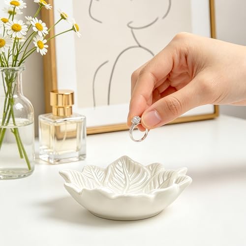PUDDING CABIN Ceramic Leaf Jewelry Dish Birthday Gift for Women - Image 4