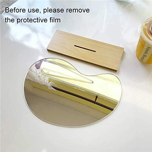 Acrylic Makeup Mirror for Desk with Stand Aesthetic Desk Decor Vanity Mirror Frameless Table top for Bedroom,Living Room and Minimal Spaces Room Decor (Bean) - Image 6