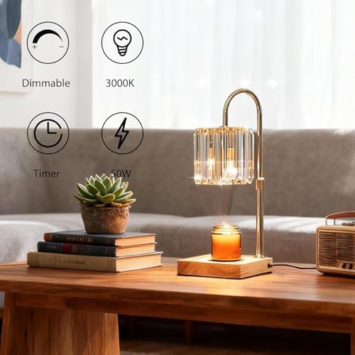 Yuichoy Candle Warmer Lamp with Timer, Dimmable Electric Candle Wamer Adjustable Height, Glass Modern Candles Melter Lamp, Gifts for Women Mom, Clear - Image 5