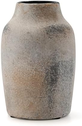 SIDUCAL Ceramic Rustic Farmhouse Vase | 7.2 Inch Pottery Decorative Flower Vase for Home Decor | Whitewashed Terracotta Boho Vase for Table, Living Room, Bathroom Decoration, Shelf Decor, Mantel - Image 7