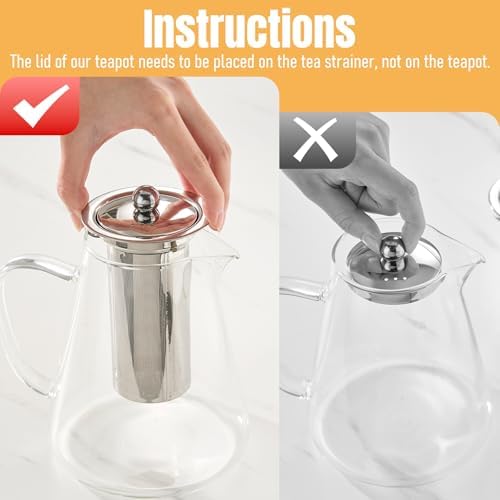 Baalaka Teapot with Infuser, 44 oz Borosilicate Glass Kettle, Stovetop - Image 5