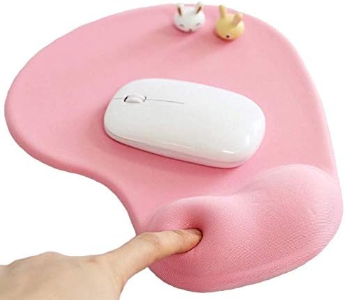 Office Mousepad with Gel Wrist Support - Ergonomic Gaming Desktop Mouse Pad Wrist Rest - Design Gamepad Mat Rubber Base for Laptop Computer -Silicone Non-Slip Special-Textured Surface (01Pink) by DEMONCHEST