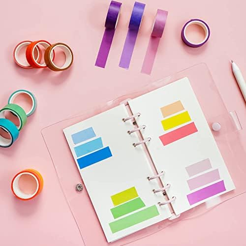 emmoolife 60 Rolls Washi Tape Set 15mm Wide Rainbow Colored Painters Masking Tape Supplies Writable Cute Colorful Decorative Craft Tape for Scrapbook DIY, Planner, Arts, Labeling and Color-Coding - Image 5