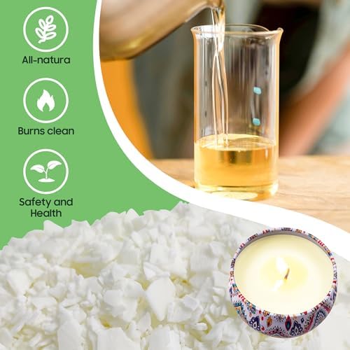 Candle Making Wax Soy Wax for Candle Making Supplies, 2.2lb Natural Soy Wax Flakes, Paraffin Wax for Candle Making Kit, 100 Cotton Candle Wicks &100 Wick Stickers & 2 Wicks Holder - Image 4