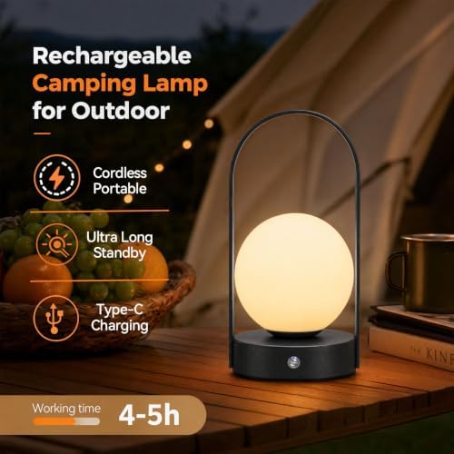 Senzoy Globe Table Lamp, Portable Mini LED Night Light, Black - Image 6
