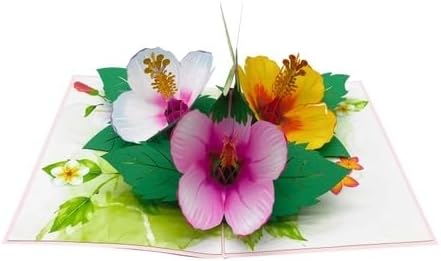 ETA 3D Hummingbird Pop-Up Card – Tropical Hibiscus Flower Greeting Card for Birthday, Mother's Day, Thank You, Summer, Nature Lover, F38