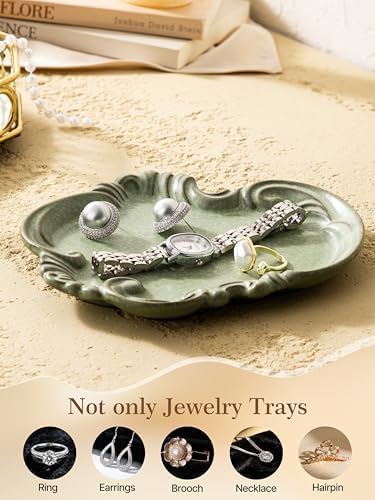 Jewelry Tray, Ceramic Jewelry Dish, Ring Dish, Trinket Tray, Rinket Dish, Ring Holder Dish, Key Bowl, Bathroom Vanity Tray, Retro, Vintage, Friendship Gifts, Anniversary Secret Santa, Deep Green - Image 3