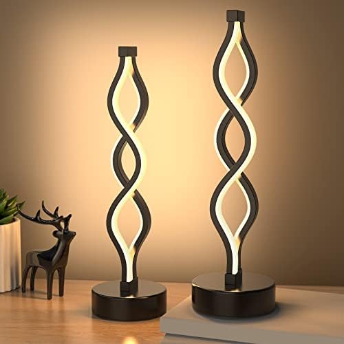 NUÜR Bedside Lamps Set of 2, Black Lamps for Living Room, Dimmable LED Nightstand Lamp, Small Nightstand Lamp for Bedroom, Home, Living Room, Office by NU%C3%9CRLightning