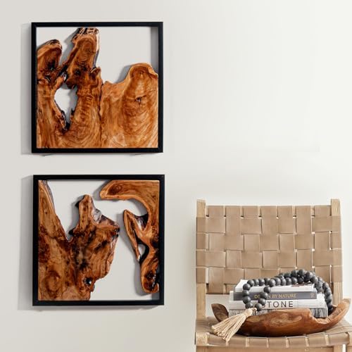 WELLAND Cedar Wall Sculptures, Set of 2, Live Edge Wood Art - Image 2