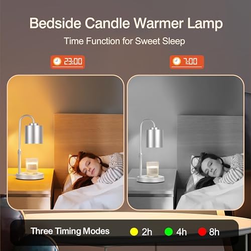CASTLELIFE Dimmable Candle Warmer Lamp with Timer, Height Adjustable Candle Warmer for Jar Candles, Electric Wax Melt Warmer for Home Decor House Warming Gifts, Birthday Gifts for Women, Silver - Image 6