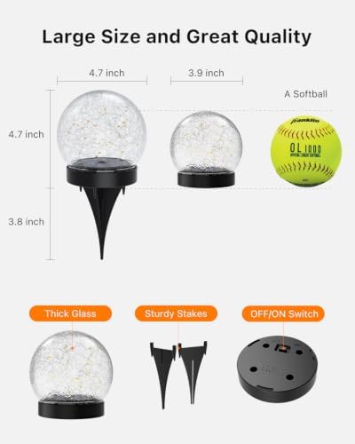 8 Pack 4.72" Warm White Solar Powered Cracked Glass Globe LED Light - Image 4