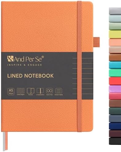 &And Per Se Lined Journal Notebook, 160 Pages, A5 5.7 x 8 inches College Ruled Thick Paper Notebook Journals for Writing, Hardcover Notebooks for Women Men Office School (1 Pack, Pumpkin Orange) by AndPerSe