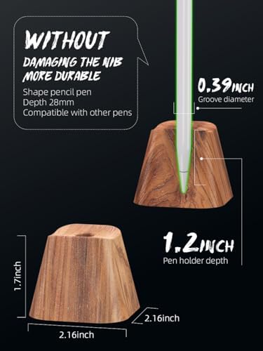 Solid wood vertical Pencil 1 2 Holder bracket Compatible with Stylus container. Ballpoint bracket stand Pen rest.Universal pen Racks Protect case and Stylus box-FBZ-M - Image 2