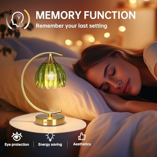 Shenmoyl Tulip Table Lamp, 5200mAh Cordless Touch Control Table Lamp with 3 Color Temps & Stepless Dimming, Rechargeable Battery Table Lamp for Living Room, Bedroom, Office, Shelf (Green Tulip) - Image 6