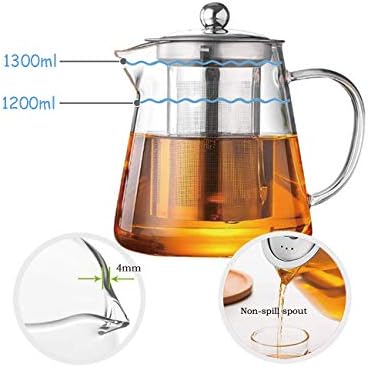 TMOST Glass Teapot with Infuser Tea Pot 1300ml/43oz Tea Kettle Stovetop Safe Blooming and Loose Leaf Tea Maker Set (43oz/ 1300ml) - Image 4