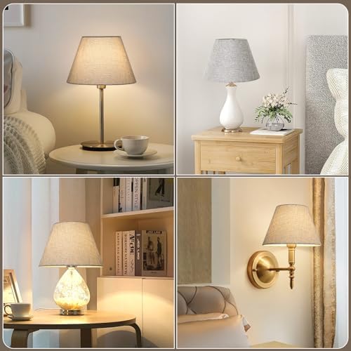 Small Lamp Shades Set of 2, 5.5" Top x 10" Bottom x 6.6" High, Gray - Image 6