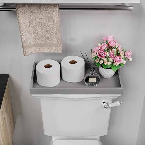ZHWS Bathroom Vanity Tray for Countertop Perfume Makeup Jewelry Candle Decor, Kitchen Tray for Soap Dispenser Spice Salt, Large Tray for Toilet Tank Paper, Serving Nightstand Silver 13”x6.5” - Image 5
