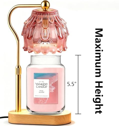Height Adjustable Candle Warmer Lamp with Timer & Dimmable Home Decor, Pink - Image 2