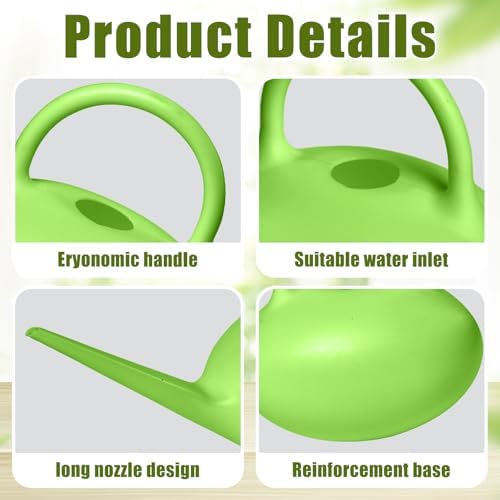 ZXJ Small Plastic Watering Can - 1/4 Gallon - for Home Plant Garden - Green - Image 3