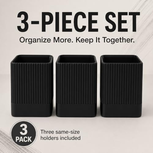 3 Pack Aesthetic Pen Holders for Desk,Sturdy Plastic Pencil Holder - Image 2