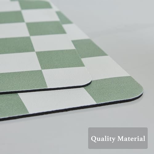 Ohocut Checkered Dish Drying Mat for Kitchen Counter, Coffee Bar Station Accessories, Retro Cute Aesthetic Modern Absorbent Drainer Mat Kitchen Drying Mat Easy Clean, Sage 12" x 19" - Image 6