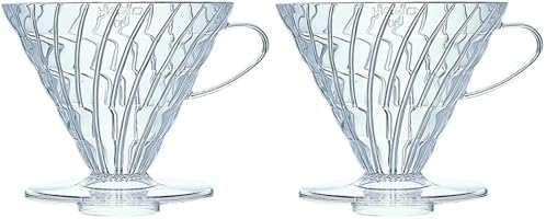 Hario V60 Plastic Coffee Dripper, Size 03, Clear (Pack of 2) by Hario