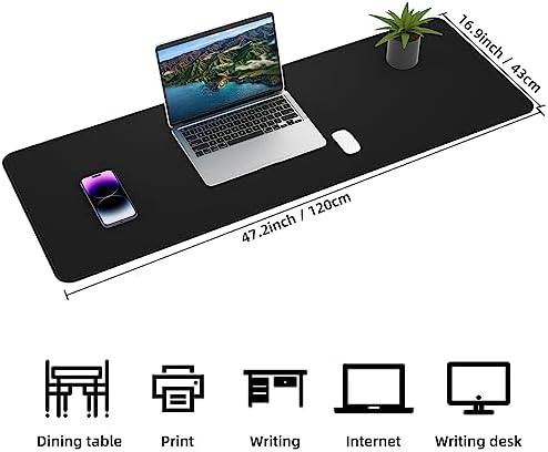AFIING Large Desk Mat, 47" x 17", Black - Image 2
