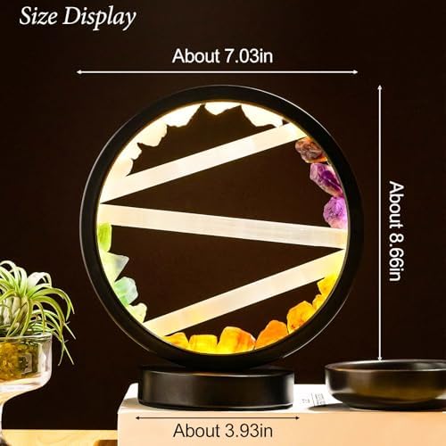 Runyangshi Crystal Table Lamp Night Light Natural Selenite & Colour Crystal Raw Stone Bedside Lamp with 3 Adjustable Light Colours Suitable for Home Decoration, Bedroom Office Desk Lighting - Image 2