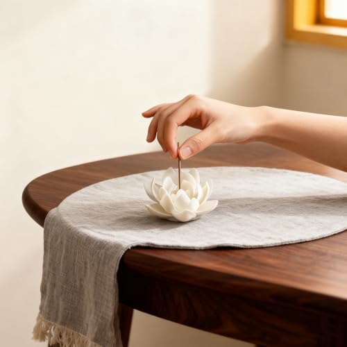 Incense Holder for Sticks,Incense Stick Holder,White Lotus Incense Burner - Image 7
