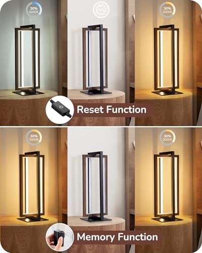 EDISHINE Modern LED Table Lamp, Minimalist Bedside Lamp, Walnut Wood Grain - Image 5