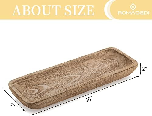Romadedi Paulownia Wood Dough Bowl for Decor, Candle Tray 16 in Long - Image 5