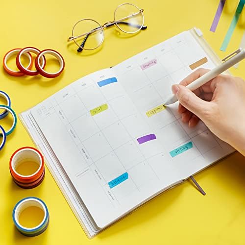 60 Rolls Washi Tape Sets 8mm Wide 10ft Long Basic Solid Color Rainbow Colored Decorative Thin Masking Tapes for Arts, Children Gifts, Bullet Journals, Wrapping Planner, Calendar, Scrapbooking DIY - Image 6