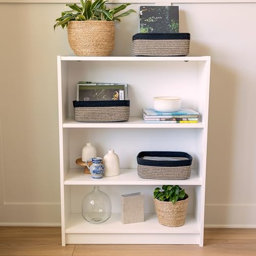 NaturalCozy 11.8"x8"x4.5” Rectangle Storage Baskets for Shelves 3 Pack | Cotton Rope Woven Small Baskets for Organizing | Small Storage Bins for Nursery, Bathroom, Closet, Shelf, Decorative, Gift - Image 3