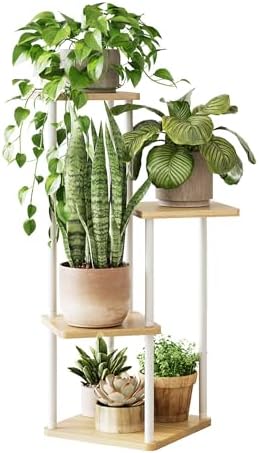 GENTINGBRO Corner Plant Stand Indoor Tall Plant Stand White 4 Tier by Gentingbro