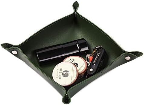 Leather Jewelry Valet Tray for Women and Man (Dark Green-B) - Image 4