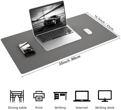 AFIING Cork Desk Mat, Dark Grey, 35.4" x 17",Desk pad Protector - Image 2
