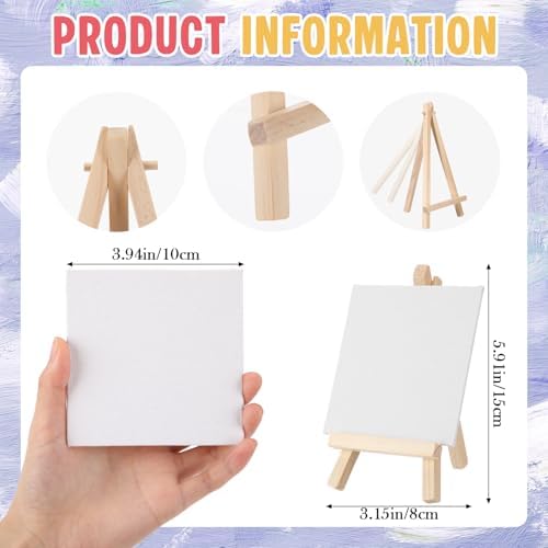 Motimind 36 Pcs 4 x 4 Mini Canvas and 6" Easel Set Bulk for Paint Party - Image 2