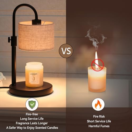 FINCMY Candle Warmer Lamp with Timer, Adjustable Height Candle Wax Warmer Candle Lamp Warmer for Jar Candles, Home Decor House Warming Gifts Compatible with Various Candles (Linen) - Image 5