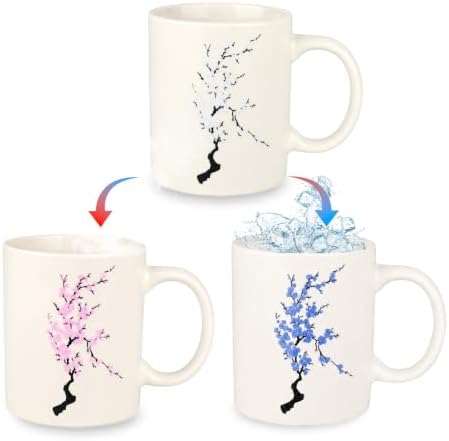 Magic Color Changing Coffee Mug – Heat Sensitive Ceramic Cup Transforms from White to Blue for Cold & Pink for Hot | Unique Funny Birthday Gift | Lightweight Novelty Office Mug，clearance by Unknown