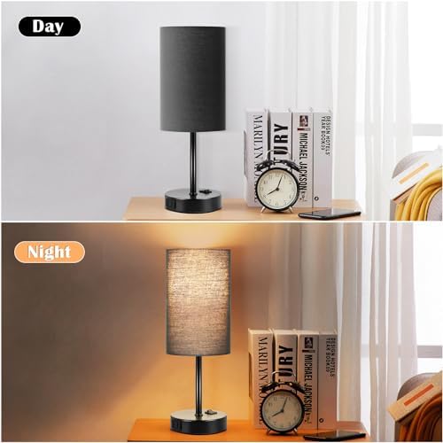 ZJOJO Black Table Lamp Set of 2, 13.8" Small Lamp for Bedroom Nightstand - Image 3