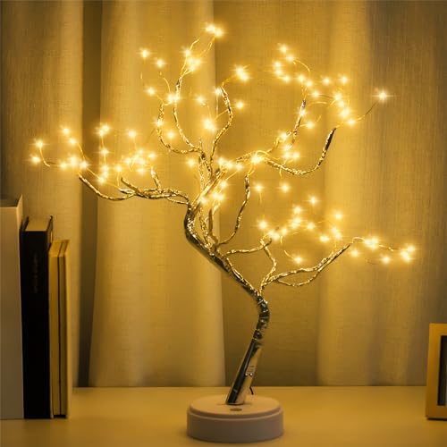 PXBNIUYA Room Decor, 20" 108 LED Tabletop Bonsai Tree Light, DIY Artificial Tree Lamp, Battery/USB Operated, Aesthetic Lamps for Living Room Bedroom Christmas Home Gifts House Decor (Warm White) by PXBNIUYA